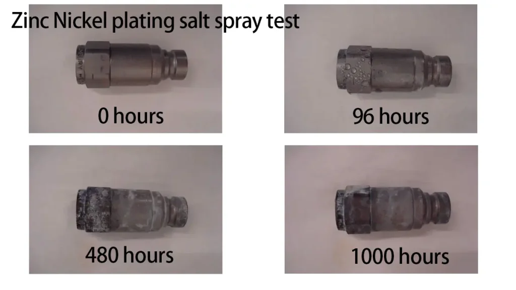 Teste de pulverização de sal de zinco-níquel