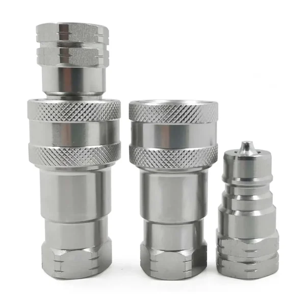 2 sets 3/8" NPT Thread ISO7241-1A Hydraulic Quick Disconnect Coupler Set with Dust Caps - Image 2