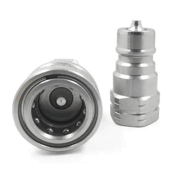 2 sets 3/8" NPT Thread ISO7241-1A Hydraulic Quick Disconnect Coupler Set with Dust Caps - Image 4