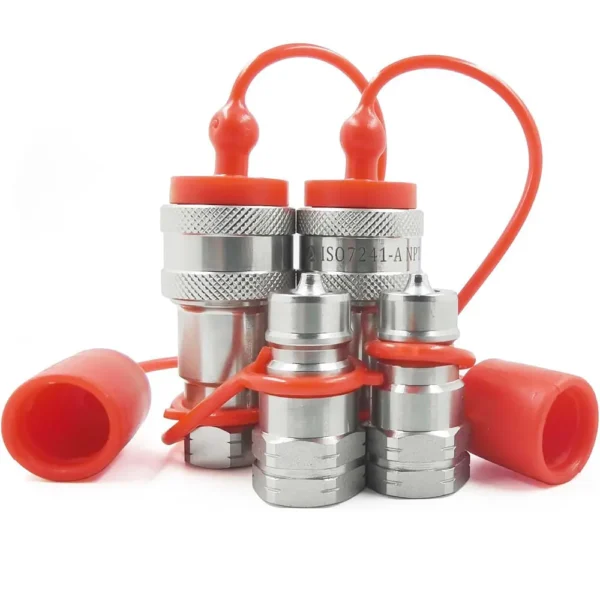 2 sets 3/8" NPT Thread ISO7241-1A Hydraulic Quick Disconnect Coupler Set with Dust Caps