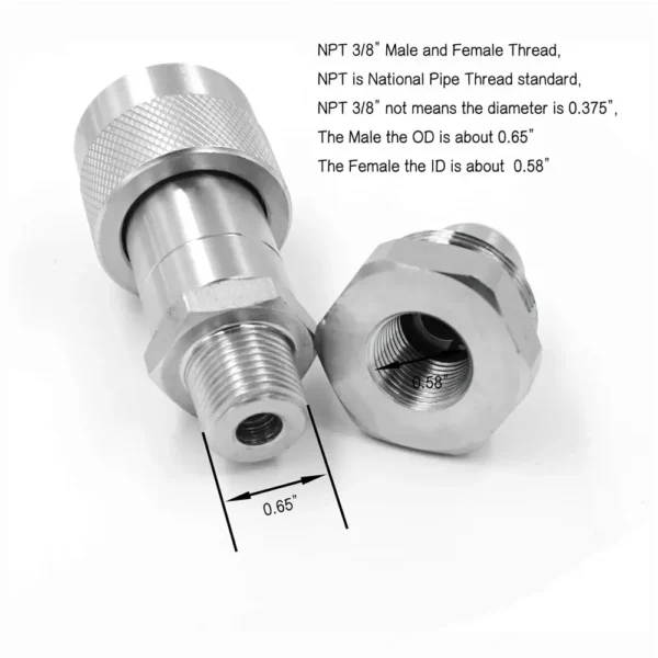 3/8" NPT Poppet High Duty 10000 PSI Quick Connect Coupling Coupler w/Dust Caps - Image 5