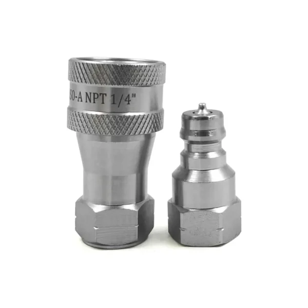 1/4" NPT Thread ISO 7241-1 Series A Quick Disconnect Coupling set With dust caps - Imagen 2