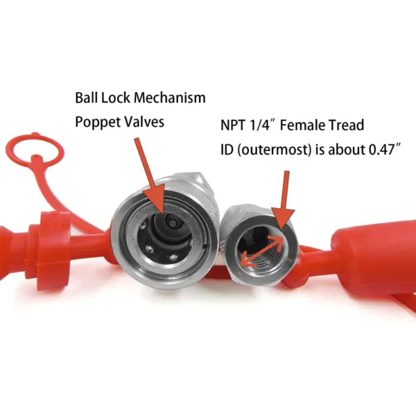 1/4" NPT Thread ISO 7241-1 Series A Quick Disconnect Coupling set With dust caps - Image 7