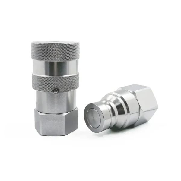 1″ Flat Face High Flow Hydraulic Quick Connect Coupler Set, 1-1/4″ NPT Thread - Image 2