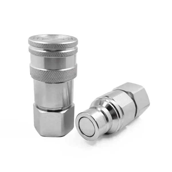 ISO16028 3/4" body Size Skid Steer Flat Face Hydraulic Quick Connect Couplers/Couplings Set w/Dust Caps 1“ NPT Thread - Imagen 2