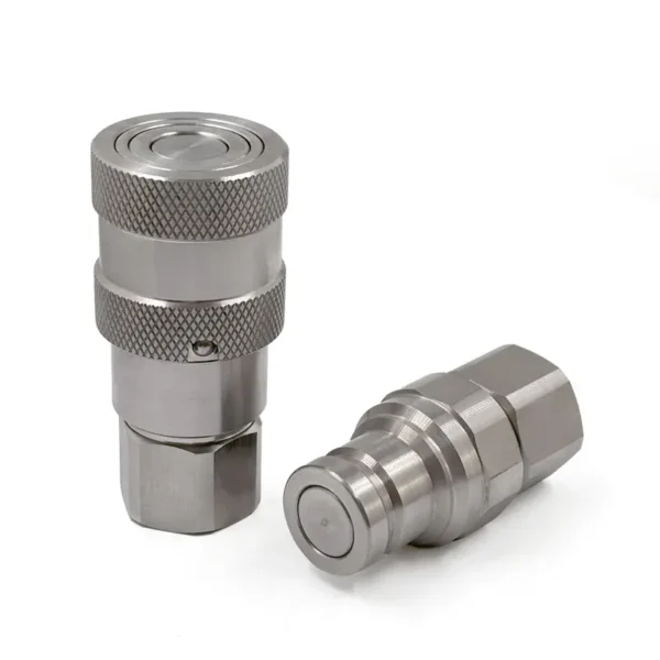 3/8″ Body Size ISO 16028 Stainless Steel Flat Face Quick Coupling Set with 3/8"NPT Thread - Image 2