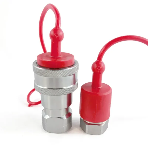 The 1/2" NPT Thread ISO 7241-1 Series B Hydraulic Quick Disconnect Coupler Set with Quick Release Function and Dust Caps - Imagen 2